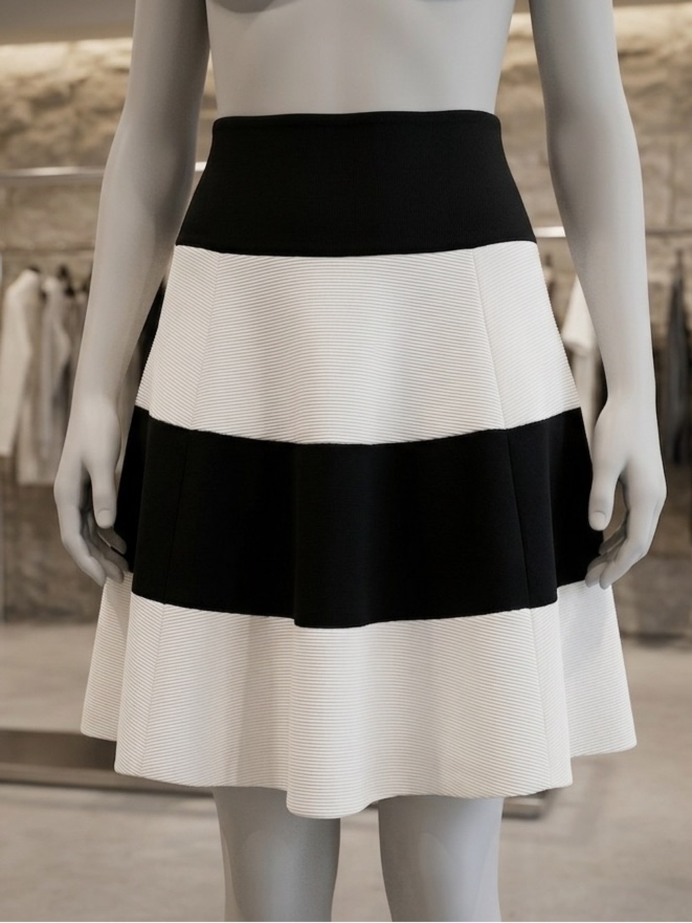Elle Black and White Striped Circle Skirt